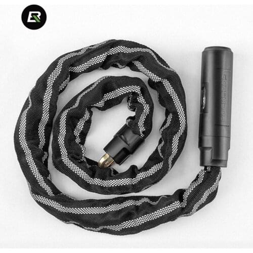 ROCKBROS Bicycle Lock Zinc Alloy Chain Motorcycle Anti-theft Mountain Bike Battery Bike Reflective Lengthen Lock Body Bold