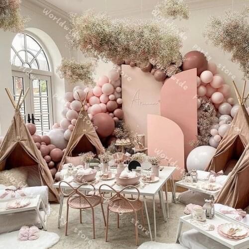 Balloons Garland Arch Baby Pink 50pcs Retro Dusty Pink 5/10/12/18in Globos Birthday Wedding Anniversary Party Decor Baby Shower