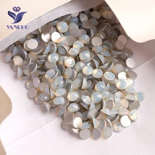 YANRUO 2058NoHF SS16 White Opal 1440Pcs DIY Strass Crystal Stone Flat Back Non Hot Fix Rhinestones For Nail Art Decoration