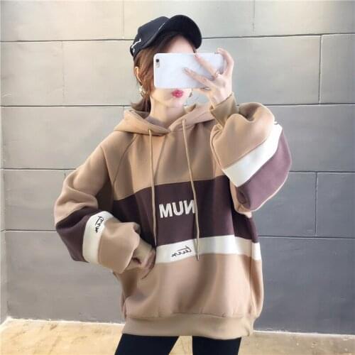 Women 2021 Hooded Sweetshirt Long Sleeve Casual Thicken Pullovers Harajuku Girl Female Candy Sweatshirt Tops Moletom Feminino