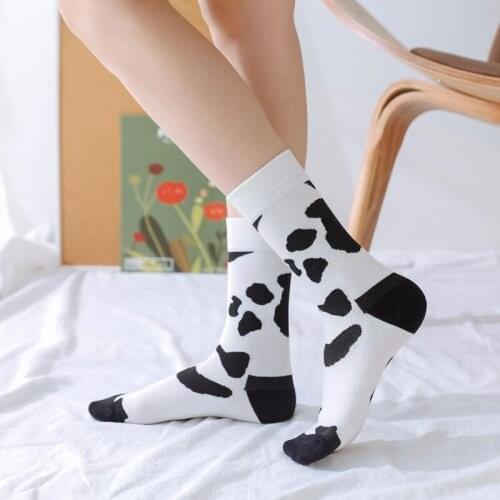 Women Socks Prints Heart Sunflower Flower striped Cotton Funny Short Socks Girls Cute Kawaii Harajuku Sock White Soks Streetwear