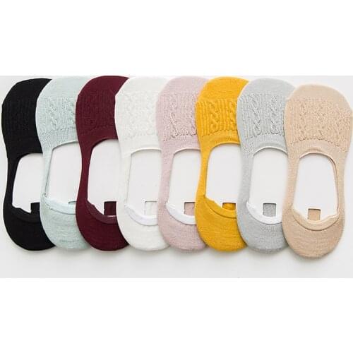 Women Silicone Non-slip Invisible Socks Summer Solid Color Ankle Boat Socks Womens Slippers Cotton Slipper No Show Sock