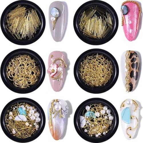 2 Box Metal Punk Rivets 3D Nail Art Decorations Mixed Pearl Charm Alloy Jewelry UV Gel Polish Design DIY Manicure Accessories