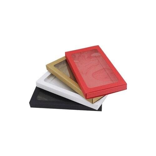 20pcs Kraft Cardboard Phone Case Packaging Box Red/White/Brown/Black Paper Drawer Box With Clear Window,Display box