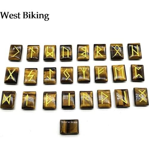 25Pcs Tigereye Healing Gemstone Rune Stones Engraved Elder Futhark Rune Set Meditation Divination Healing Chakra Reiki