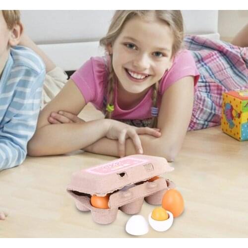 6PCS Children Wooden Simulation Eggs Set Easter DIY Education Toy Environmental Protection Childrens Cooking Kitchen Play Games