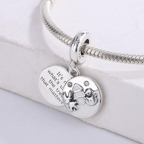 925 Sterling Silver Christmas Gift Snowman Deer Double Pendant Charm Bracelet DIY Jewelry Making For Original Pandora