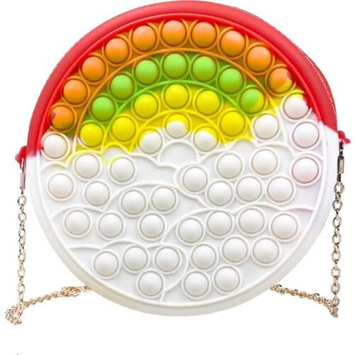 Antistress Push Bubble Fidget Toys Chain Bag Press Squeeze Handbag Kid Adult Storage Bag Interactive Entertainment Sensory Toy