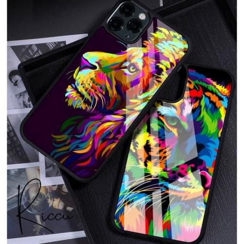 Animal lion painted alphas with cute designs for men Phone Case for iPhone 12 11 Pro Max Mini XS 8 7 6 6S Plus X 5S SE 2020 XR