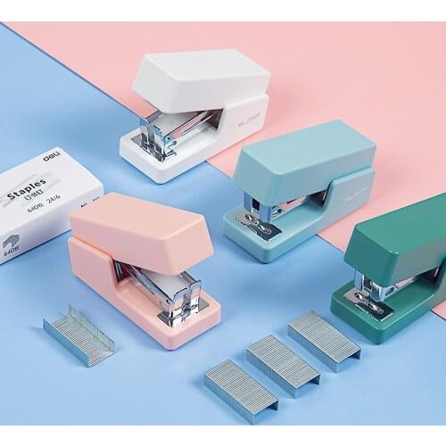 Deli Mini Kawaii Stapler Machine With Staples 24/6 Samll Fashion Paper Stapler for Stationery Office Accessories School Supplies