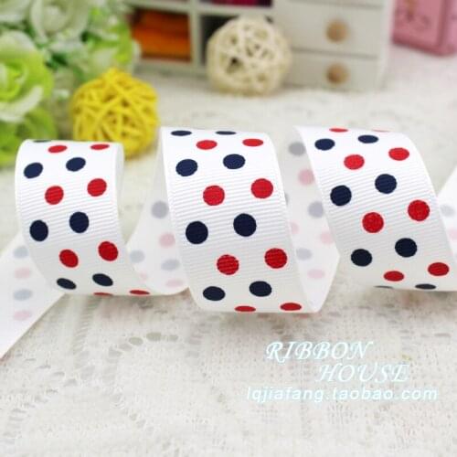 25MM Double Color Polka Dots Printed Grosgrain Ribbon Gift packaging wedding decoration DIY Skirt hem handmade materials 2meters
