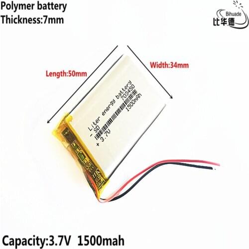 Good Qulity Liter energy battery 3.7V,1500mAH 703450 Polymer lithium ion / Li-ion battery for tablet pc BANK,GPS,mp3,mp4
