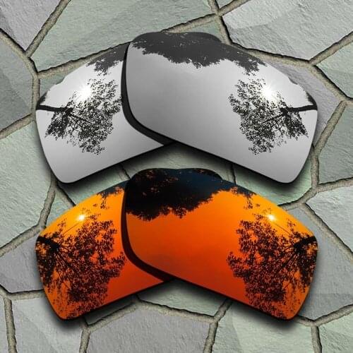 Chrome&Red Orange Sunglasses Polarized Replacement Lenses for Oakley Gascan