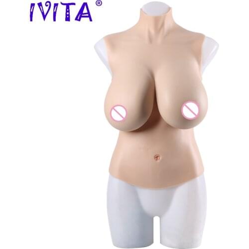 IVITA Original 100% Realistic Silicone Breast Form Fake Boobs Crossdressing for Transgender Shemale Drag Queen Cosplay Costume
