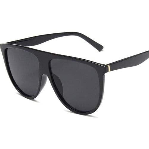Classic vintage fashionable glasses bright black big frame flat top sunglasses women trend personality street sunglasses men