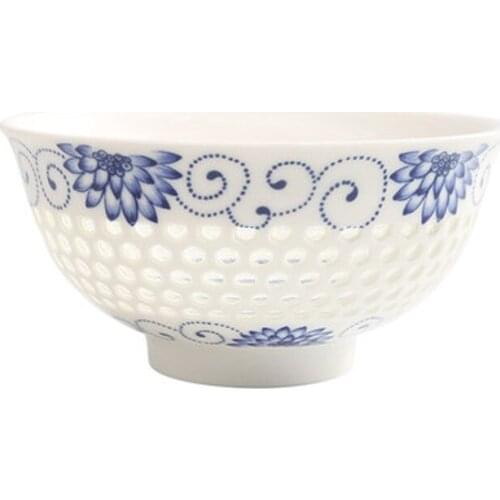 Creative China Dinnerware Ceramic bowl Translucent Rice Porcelain Hollow Rice Bowls soup bowl Pattern Kitchen Tableware 4.8inch