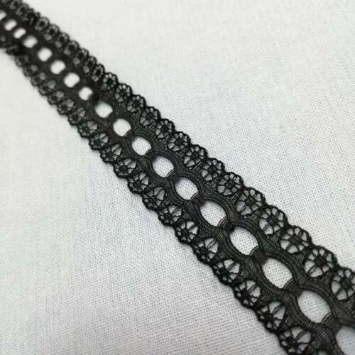 1Yards Latest Lace Fabric 1.7cm Embroidery Tulle Black Lace Ribbon Laces Sewing Clothing Wedding Collar Trimmings dentelle ZA12