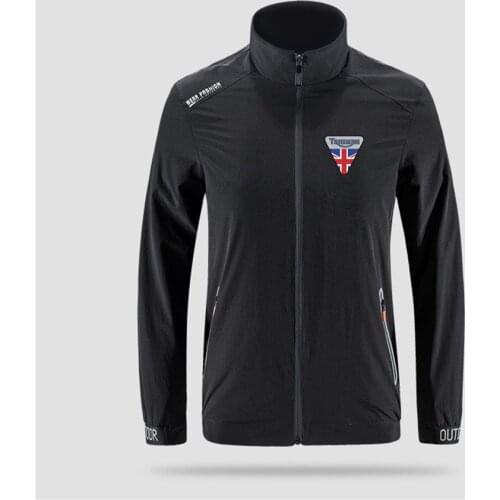 Union Jack Triumph Motorcycle Slim Sport Outdoor Zippered Comfortable Soft Jacket Mens Casual Front Printing Asian Size