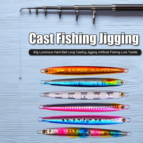 Metal Jig Lure Luminous Artificial Hard Bait 40g Long Cast Jigging Fishing Tools Compression Resistance Outdoor Fishing