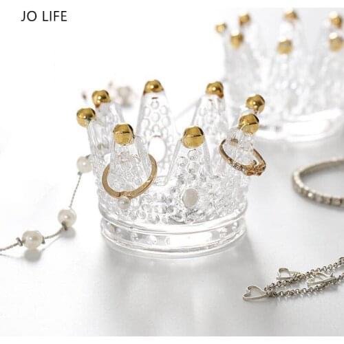 JO LIFE Multifunctional Glass Crown Candlestick Crystal Ashtray Home Practical Jewelry Storage Tray