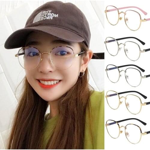 Trendy Metal Frame Womens Two-tone Plain Glasses Eye Protective Transparent Sunglasses Luxury Cycling Driving Eyewear Goggles