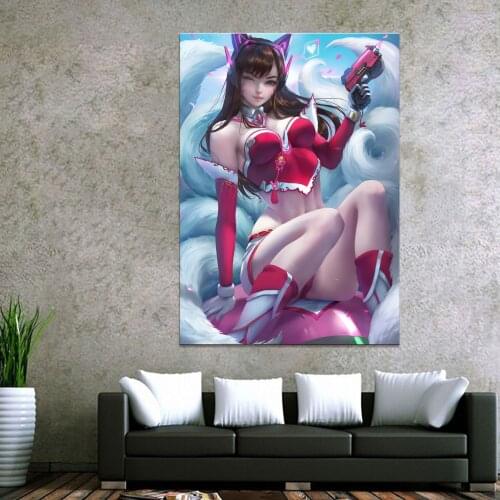 Home Decor Modular Canvas Picture 1 Piece Sexy D.Va Overwatch Game Painting Poster Wall For Home Canvas Painting Wholesale