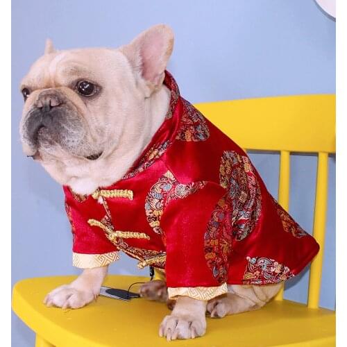 Tiger Dog New Winter Pet Clothes For Bulldog French Fighting Pug Dog Two Feet Plush Thicken Cotton Wool Chinese Style Clothing