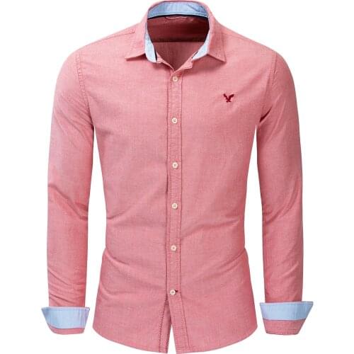 NEW Mens Long Sleeve Shirts Solid Turn-Down Collar Shirts Camisa Masculina Cotton Business Shirt Male Slim Fit Designer Tops