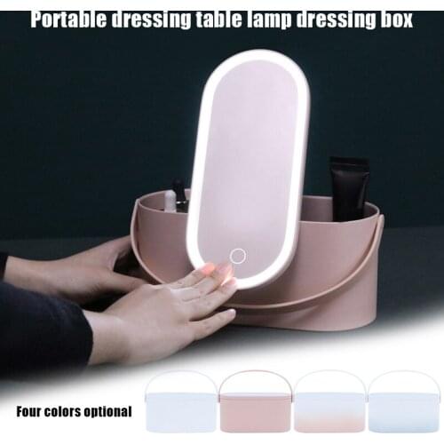 Newly Portable Makeup Case Cosmetic Organizer Storage Box with Led Lighted Mirror for Travel Necessaire Trousse Maquillage Femme