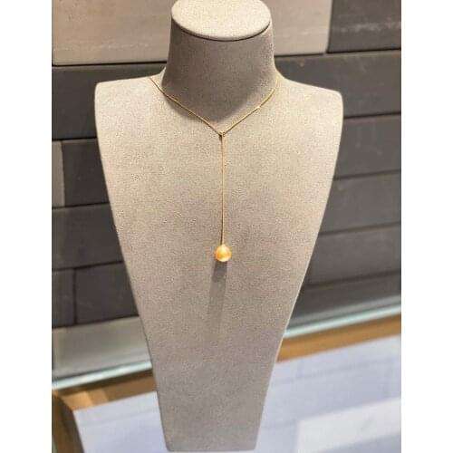 MADALENA SARARA 11mm Saltwater Pearl Pendant Necklace Simple Style Women Luxury 18k Gold Necklace