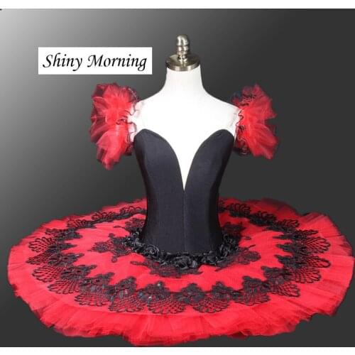 Adult Women Professional Ballet Tutu Black Red Girls Performance Ballet Stage Costume Paquita Grand Pas nutcracker costumes