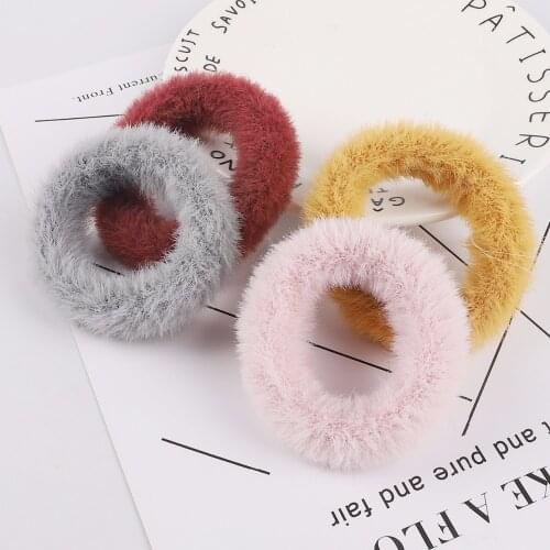 New True Fur Rabbit Hair Soft Elastic Hair Bands Women Girls Cute Scrunchie Ponytail Holder Rubber Band Fashion Hair Accessories