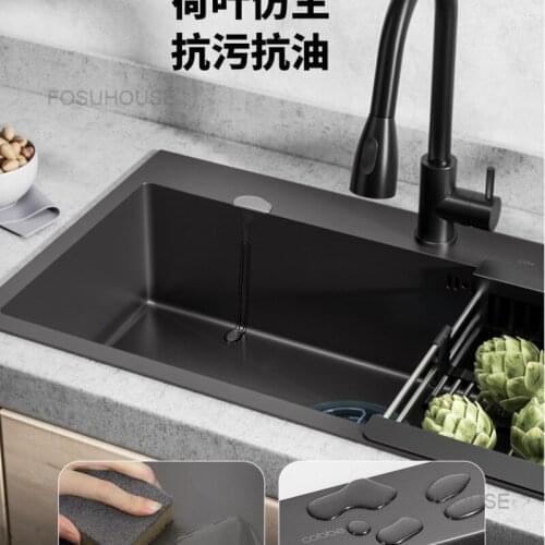 Gray Nano Kitchen Sink Manual Sink Single Kitchen Sink Stainless Steel Sink Kitchen Faucets Accessories