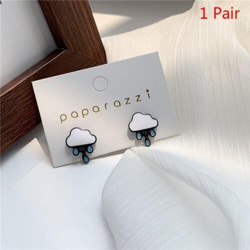 Fashion Woman Stud Earrings Simple Cartoon Stud Earrings Female White Clouds Blue Stud Earrings For Women Jewelry Wholesale