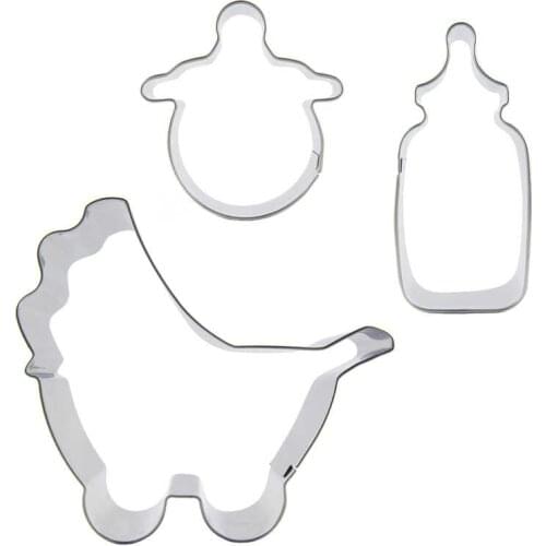 Pacifier,Feeding Bottle, Baby Carriage shape 3 piece biscuit cutting molds, baking tools, cake decorating soft candy tools