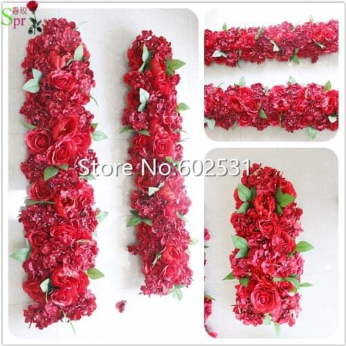 SPR Red wedding arch table runner flower wall stage backdrop decorative wholesale artificial flower table centerpiece 10pcs/lot