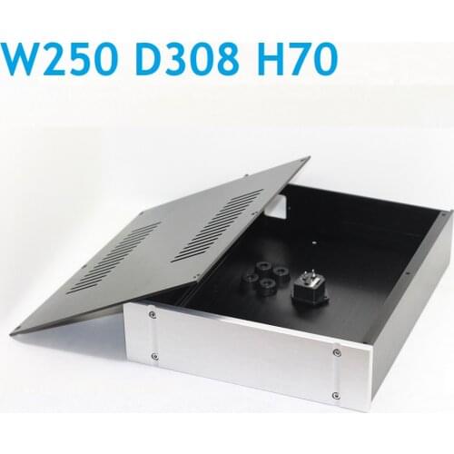 Decoder Amp Headphone Enclosure Box W250 D308 H70 DAC Amplifier Shell Aluminum Chassis Power Supply DIY Case Knob Up Vent