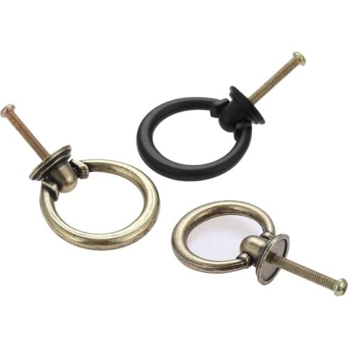 1 Pc 35/40mm Vintage Furniture Cabinet Pulls Knobs Zinc Alloy Drawer Pull Ring Bronze/Black Kitchen Cupboard Closet Door Handles