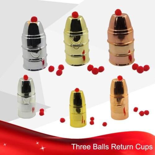 Magics Gold Three Balls Return Cups Magic Toy Props Big/Samll Professional Silver Three Cups Magic Ball Funny Novelty Gags