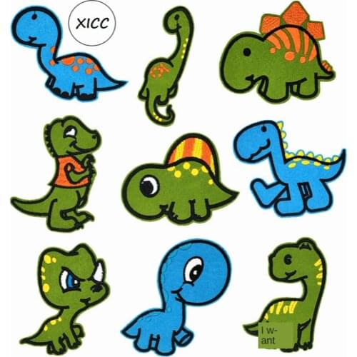 Jurassic Park Dinosaur Embroidery Iron on Patches Tyrannosaurus Stegosaurus Badge Cartoon Clothes Cowboy Hole Stickers Appliques
