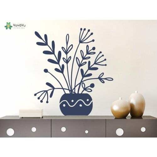 YOYOYU Wall Decal Flower Leaves Vase Pattern Vinyl Wall Stickers For Kid Room Nursery Family Home Decor Art Mural RemovableSY602