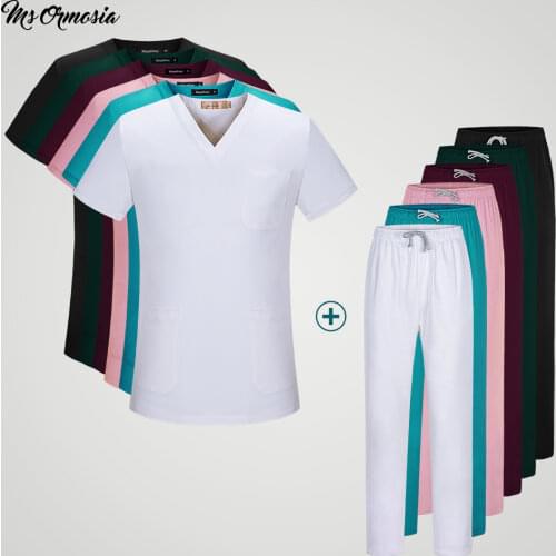 Ladies Workwear Classic V-neck Scrub Top High Quality Laboratory Workwear Beauty Salon Scrub Top and Pants can be customized