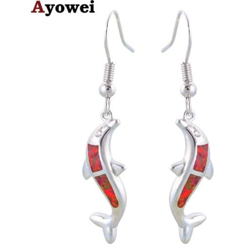 Orange Fire Opal Silver Stamped Wholesale Retail Drop Earrings for women Fashion Jewelry Opal Jewelry OE151A