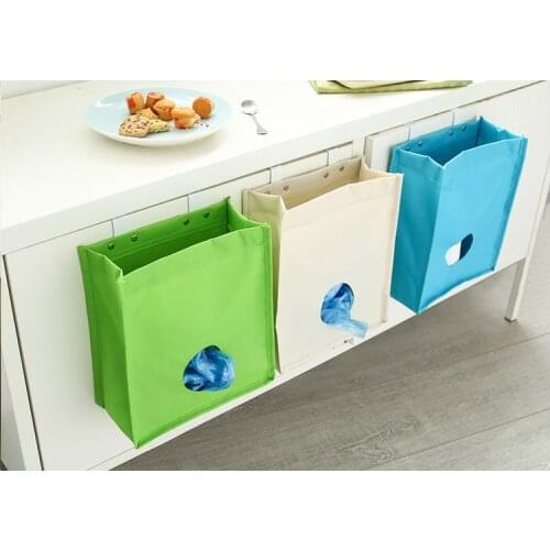 1PC 420D Oxford Kitchen Door Back Trash Rack Storage Garbage Bag Holder Hanging Kitchen Cabinet Hanging Trash Rack O 0199