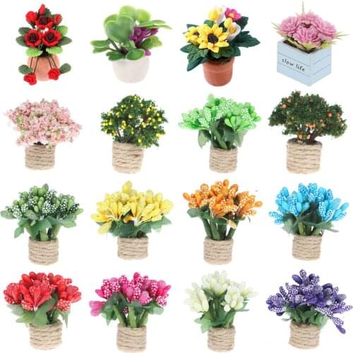 1pc Dollhouse Lotus Green Plants Potted Plant Flower For Dollhouse Furniture Toys Decor DIY Toy For Children Kids