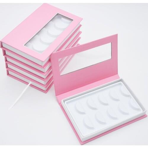 10/Pack Wholesale 5pair Lash Book Eyelash Packaging Box Custom Faux Cils Mink Lashes Strip Pink Storage Package Case Bulk Vendor