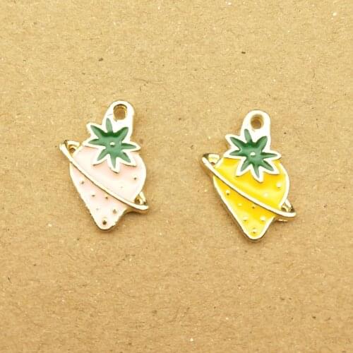 10pcs 12x14mm enamel strawbery charm for jewelry making cute earring pendant bracelet necklace charms