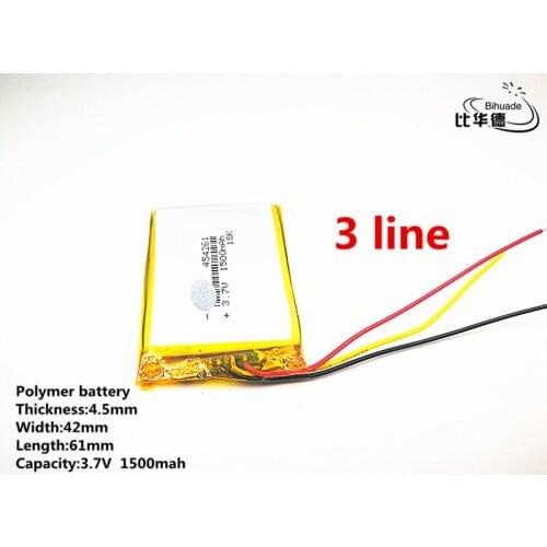 10pcs/lot 3 line Good Qulity 3.7V,1500mAH,454261 Polymer lithium ion / Li-ion battery for TOY,POWER BANK,GPS,mp3,mp4