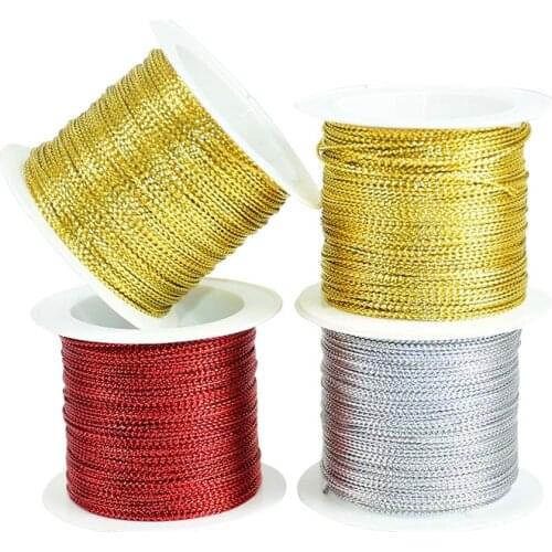 20M 1mm Gold/Silver/Red Cord Thread for Garment Trademark Jewelry Bracelet Making Wedding Birthdaay Gift Wrapping Cord String
