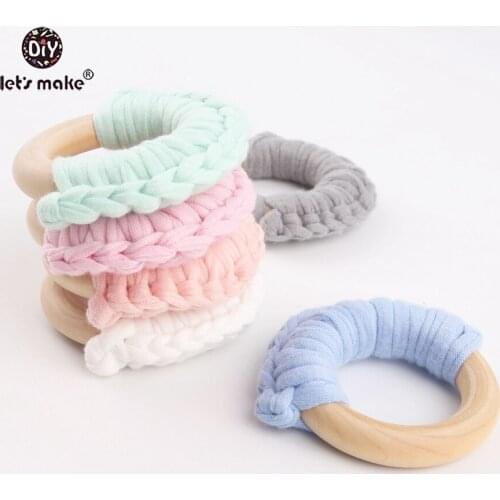 Lets make 20PCS Cotton Weaving Wood Ring Food Grade Wooden Teethers DIY Teething Necklace BPA Free Safe Natural Baby Teethers